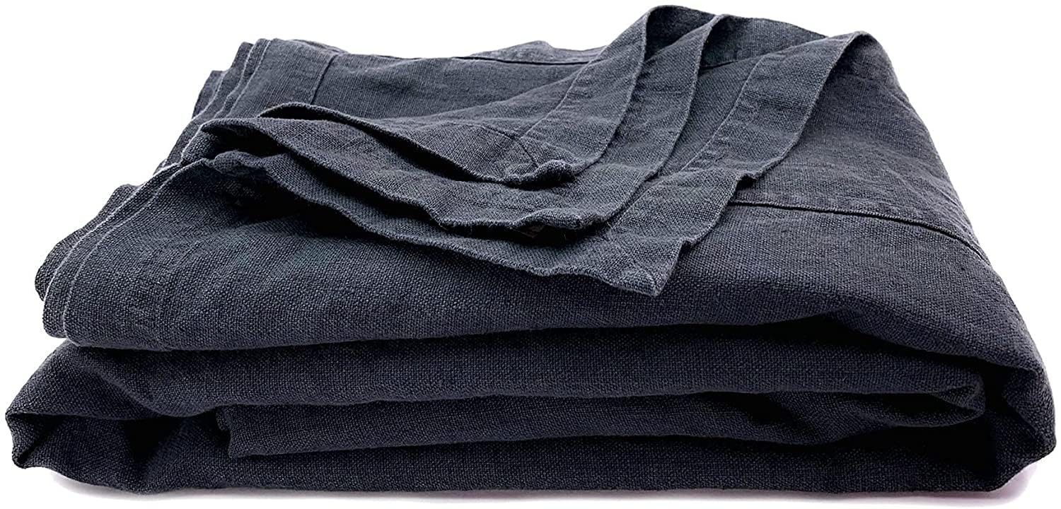 JOWOLLINA Bettüberwurf Tagesdecke Rasa aus 100% Leinen Stonewashed (Anthrazit, 250x275 cm)