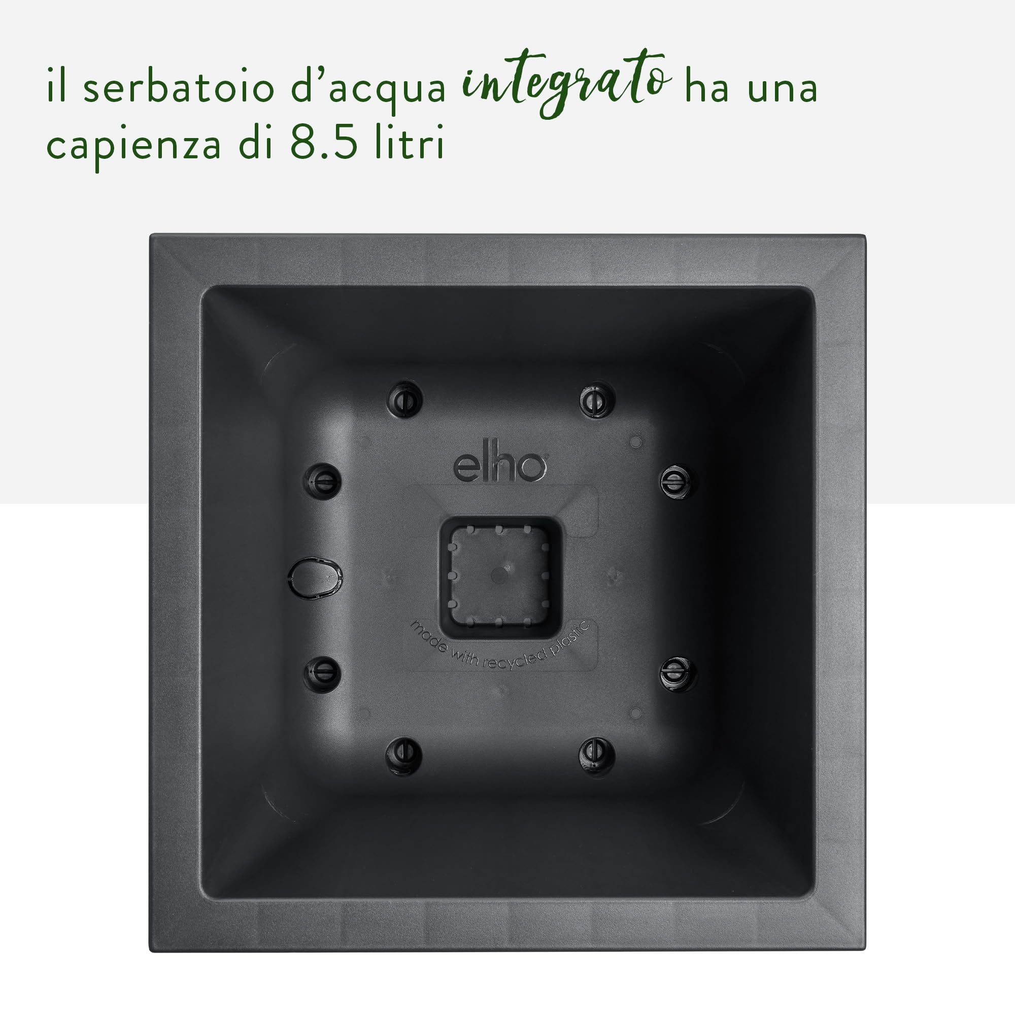 Elho Vivo Next Square 40cm Fioriera per Piante - Living Black | L 39 x P 39 x A 37.9 cm | Adatto per uso interno ed esterno