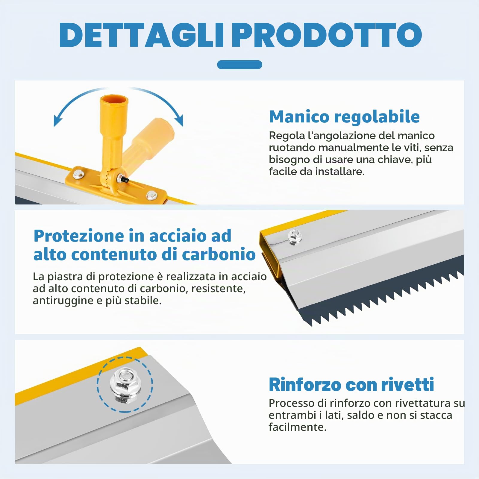 MXBAOHENG 56 CM Raschietto per Cemento Autolivellante con Asta Telescopica 1,6 M e 2 3 e 5 MM Spatola Dentata in Acciaio Inox per lisciare lo spessore di 2-4 MM spessore di autolivellante