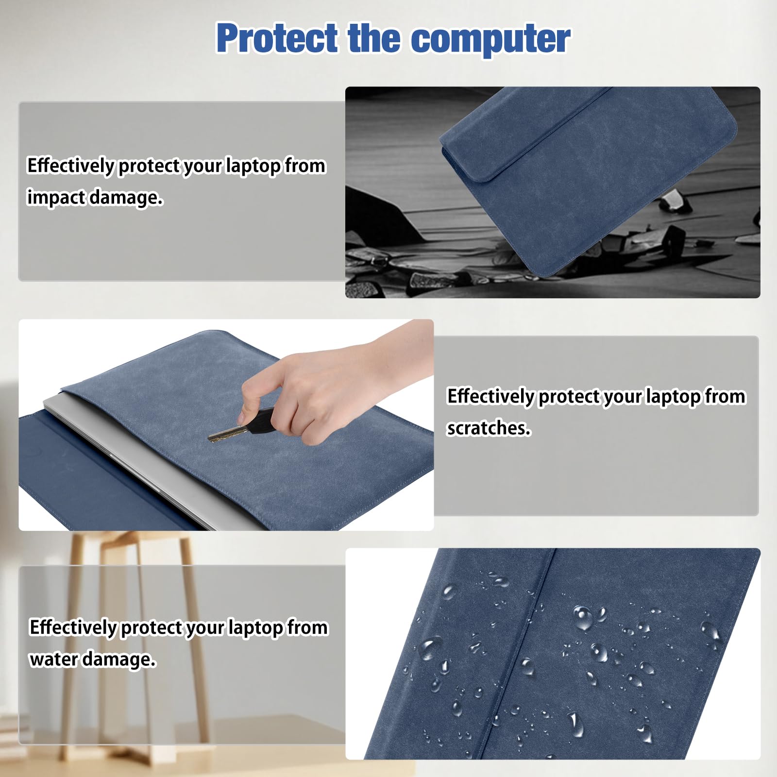 HaruYo 12-13-14-15-15.6-16 Pulgadas Funda para Ordenador Portátil con Soporte Ajustable y Reposamuñecas Integrado, Cuero de PU, para MacBook Air/Pro/Surface DELL Lenovo HP ASUS Acer PC 15" -16"