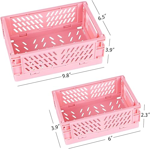 Miniatura 2 de Tixill Paquete de 2 mini cestas de plástico plegables para organización y almacenamiento, cajas de almacenamiento plegables para el hogar, cocina,