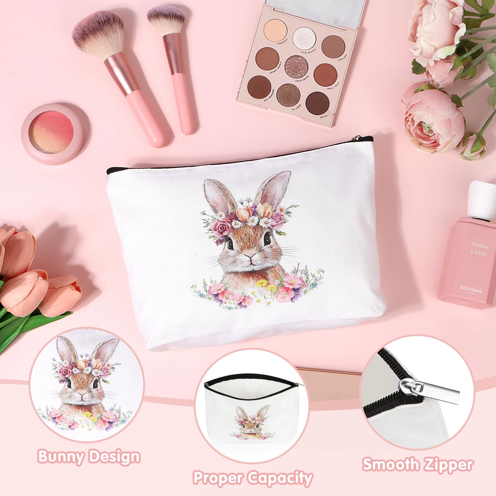 Easter Gifts for Teens Girls Women Adults,7 PCS Bunny Gifts Set with Iced Coffee Cup,Bracelet,Socks,Bag,Hair Clip & Scrunchy,Perfect Easter Basket Stuffers for Teens Girls Adults