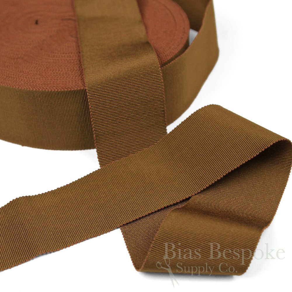 3 Yards of Vera 2'' Cotton & Viscose Petersham Grosgrain Ribbon, Pony Brown, Made in Italy