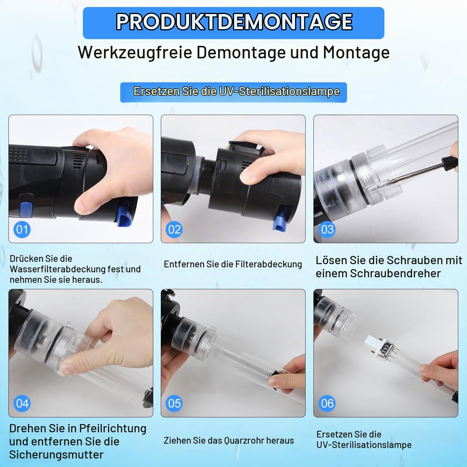 EXLECO 4 in 1 Aquarium 700L/H 20W Filter mit 9W UV Lampe UVC Klärer | Inennfilter, Aquariumfilter für Tank 150-300L, Aquarien Filterpumpe Skimmer Schwammfilter für Aquarien Filtermaterial