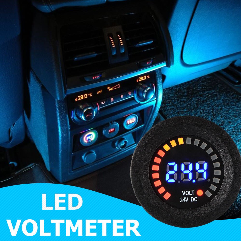 MASO 12V Color LED DC Digital Display Voltmeter Panel LED Digital Voltage Socket Meter Display Auto Car Motorcycle Panel Volt Meter