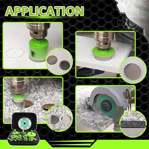 Miniatura 3 de Kit de sierra de agujero de diamante, 17 piezas de sierra de agujero para azulejos 6810252832354565+broca de dedo de 0.787 in + broca de biselado de