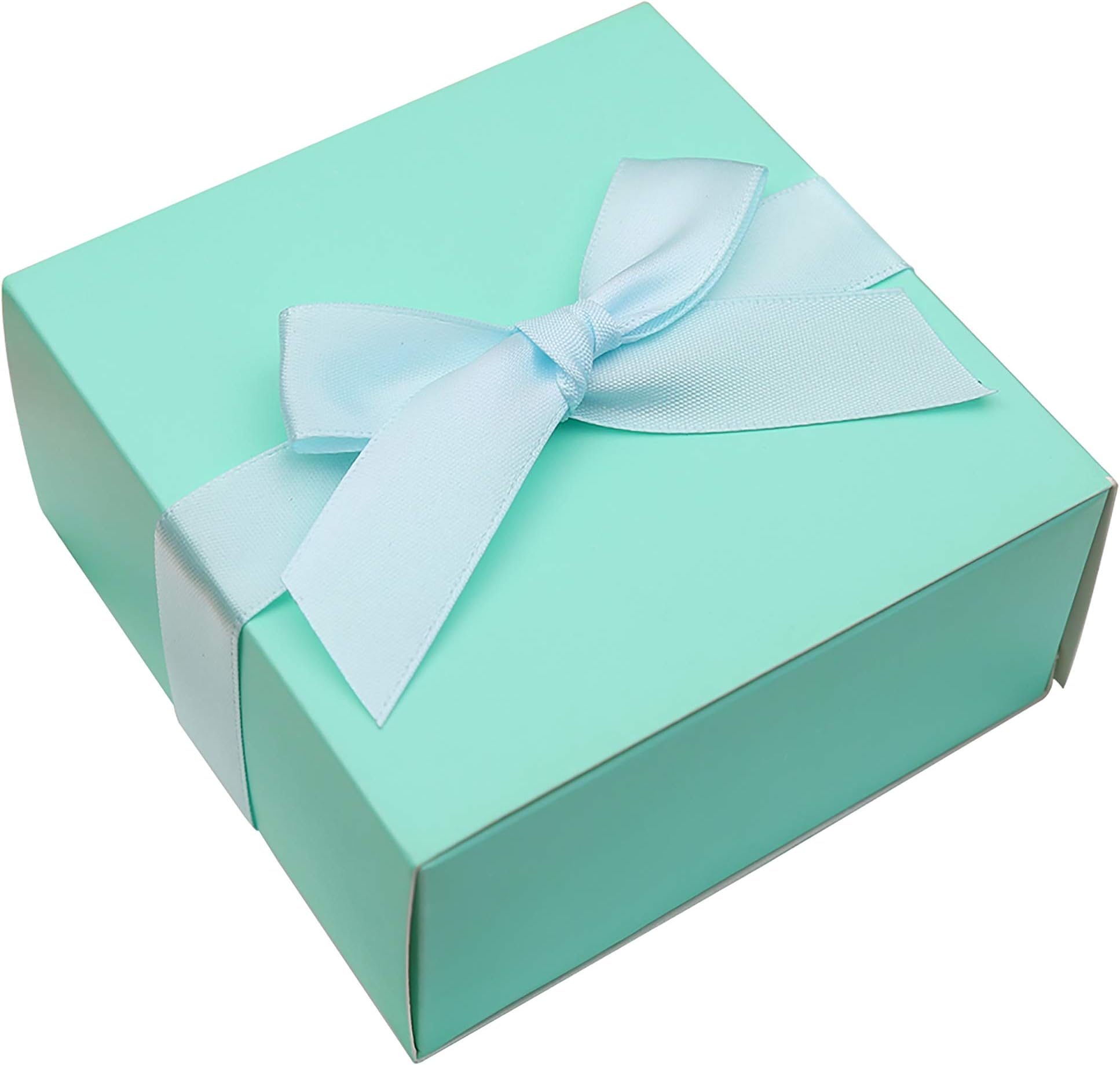 DORIS HOME 50 pcs Birthday Wedding Party Favor Boxes, Aqua 4 * 4 * 2 inch Wedding Gift Bags Chocolate Candy and Gift Boxes Bridal Shower Party Paper Gift Boxes with Ribbons