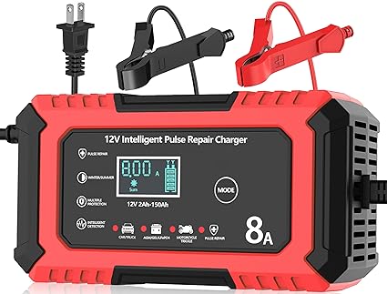 12V Car Battery Charger 8-Amp, Smart Trickle Charger Battery Maintainer