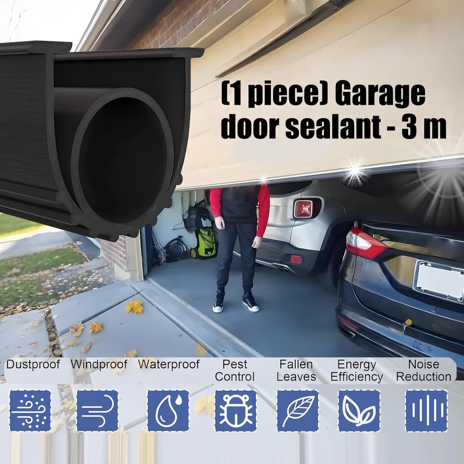High Garage Door Weatherstrip Energy Efficient Seal Strips for Garage Entry Cut Heating Cooling Bill Climate Sealing Strips