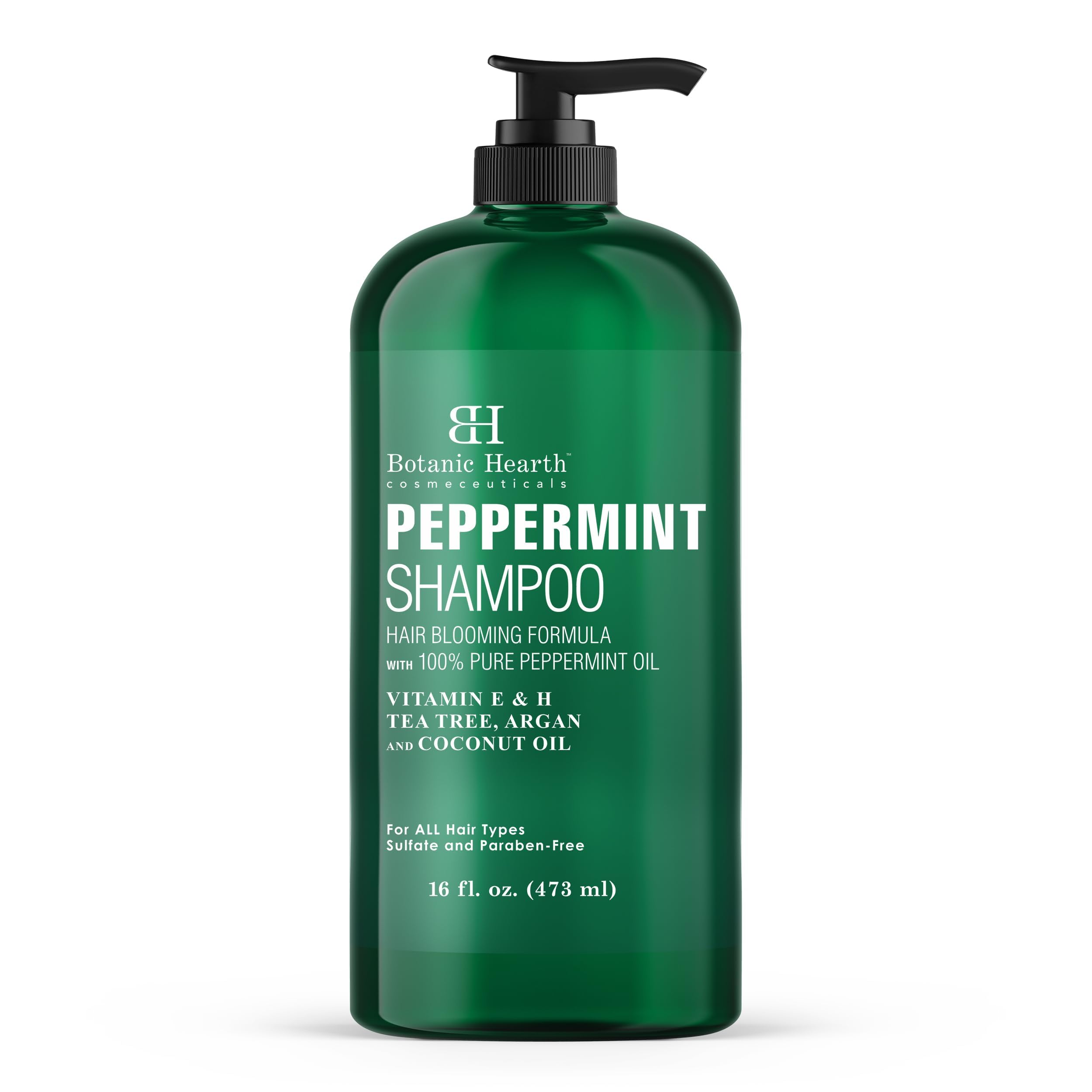 Botanic Hearth Peppermint Oil Shampoo - Hair Blooming Formula with Keratin for Thinning Hair - Fights Hair Loss, Promotes Hair Growth - Sulfate Free for Men and Women - 16 fl oz