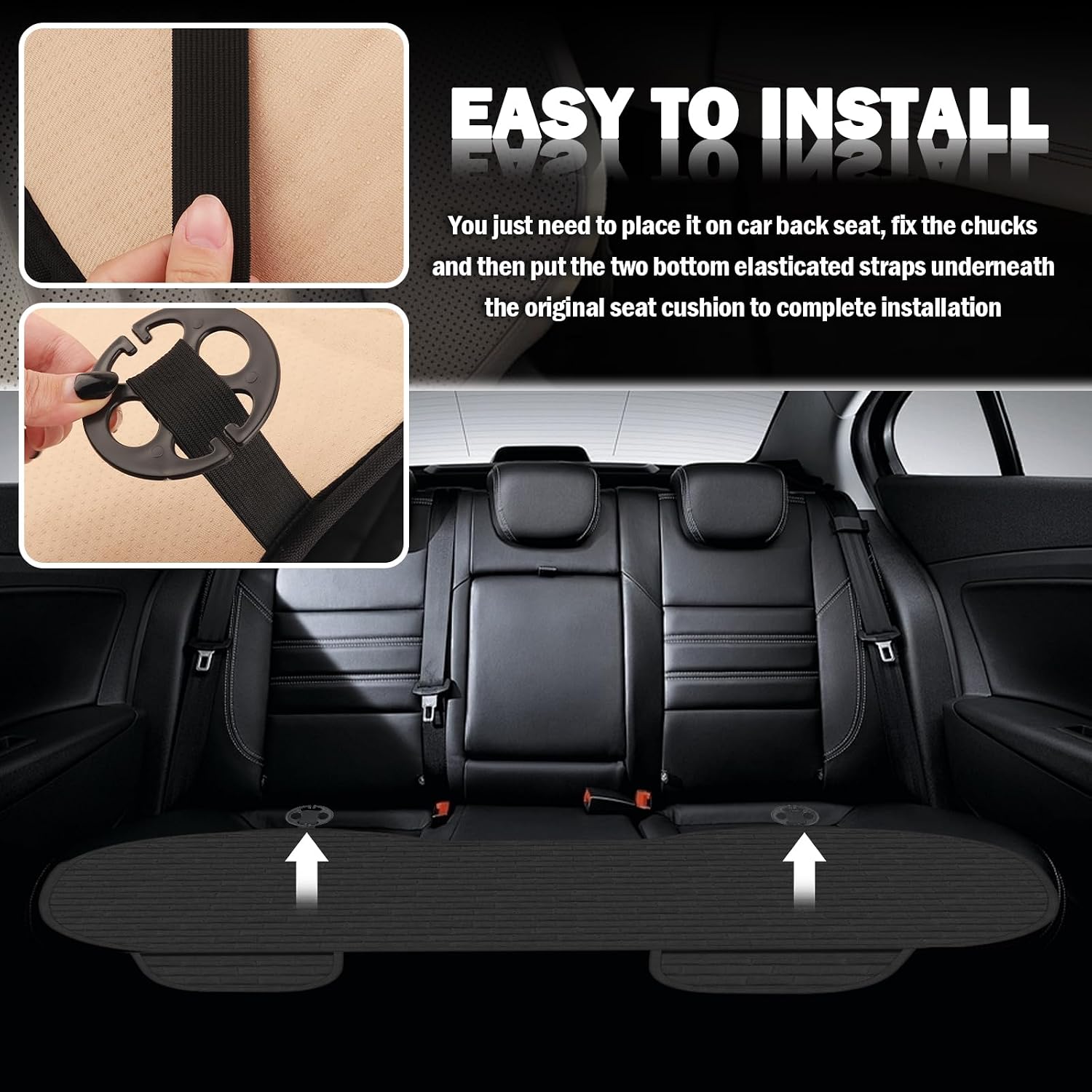 Car Back Seat Cover with Side Pockets,Breathable & All-Season Bench Seat Cover for Back Seats Protection,Anti-Slip Backs Seats Protector Car Interior Accessories for Cars,SUVs