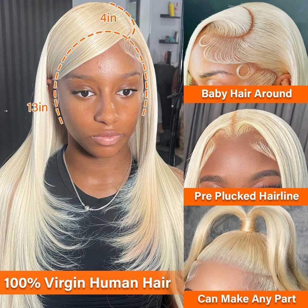 UCUVIC 613 13x4 Bob Wig Human Hair Lace Front Wig Human Hair Bob Pre Plucked Bob Wigs For Black Women Blonde 13x4 Hd Lace Frontal Wigs With Baby Hair 18 Inch