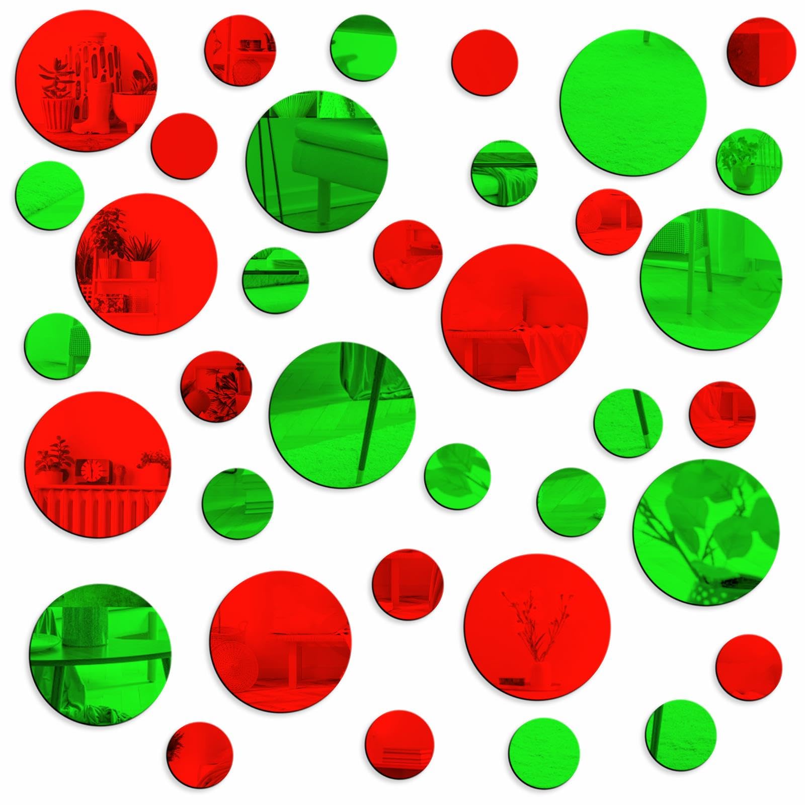 Polka Dots Wall Decals - Christmas Wall Stickers Dots & Circle Wall Stickers - Red & Green