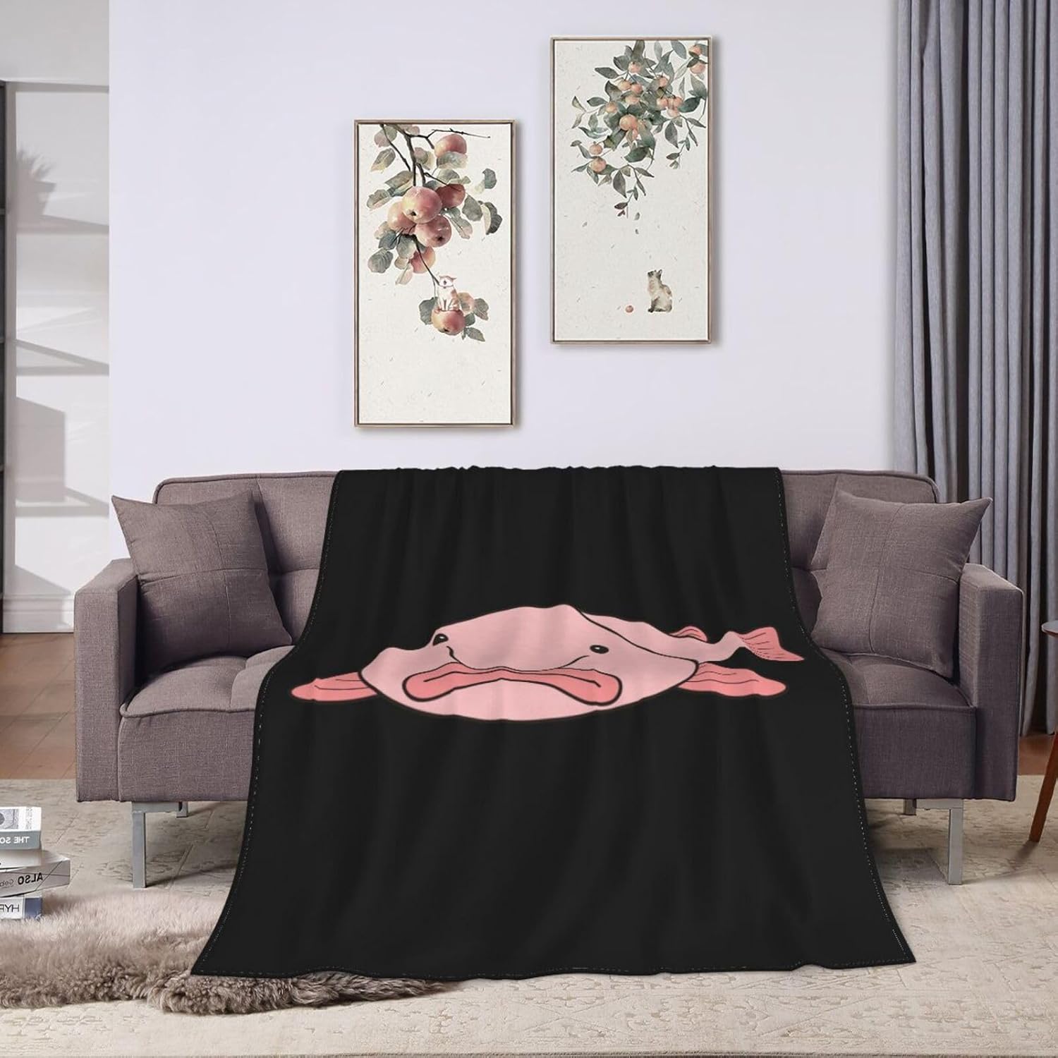 Love Blob Fish Blobfish (2) Blanket Super Soft Flannel Throw,Ultra-Soft Blanket for Bed Or Sofa All Season,Cozy Lightweight Blankets for Women Kids Adults 50"X 40"