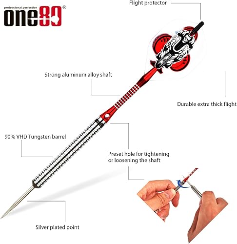 Miniatura 8 de Juego de dardos de punta de acero profesional (90% tungsteno, con caja de regalo)