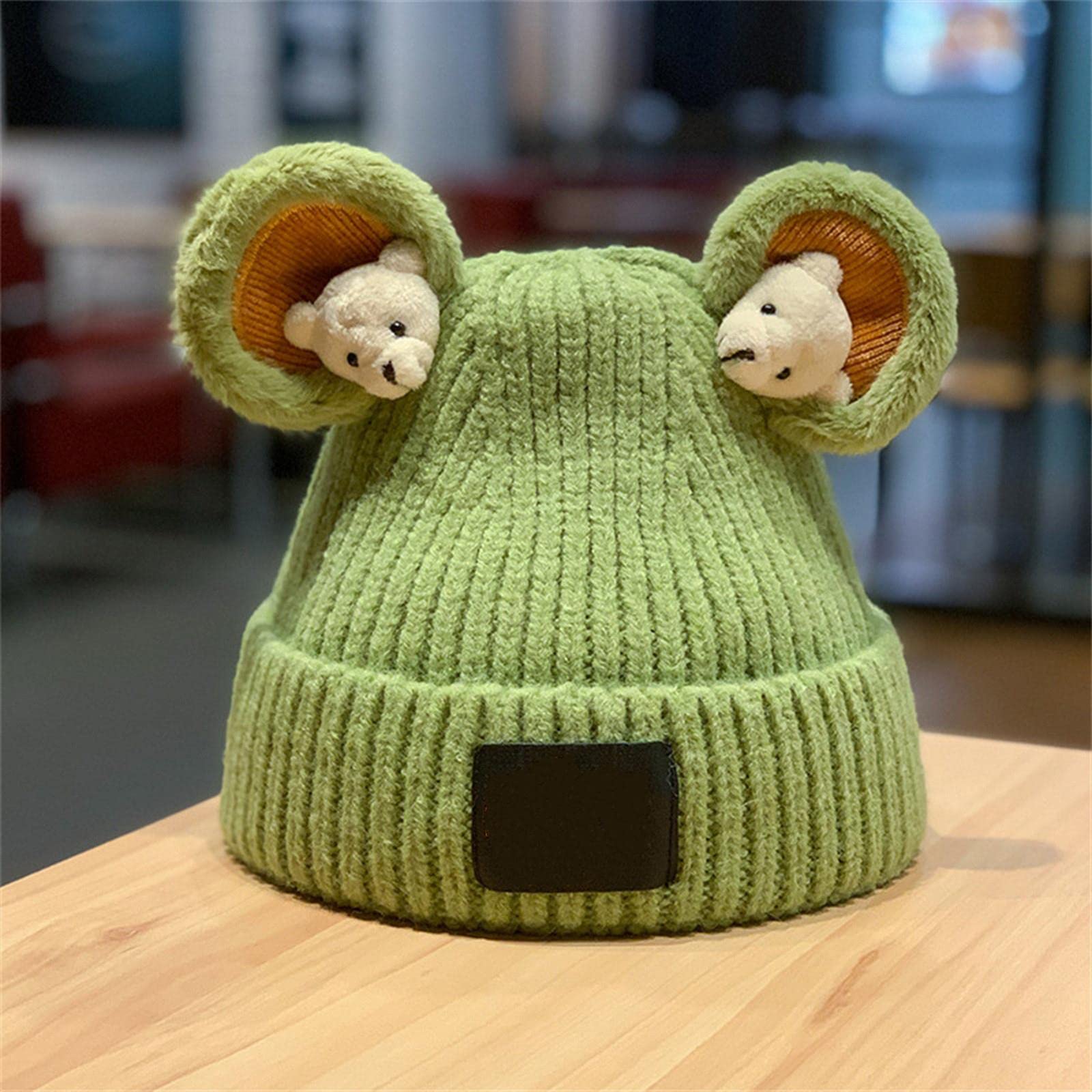 Gorro de los gorios con Orejas de Oso de Osito de Pompones de Pompones Lindo y Encantador para niños