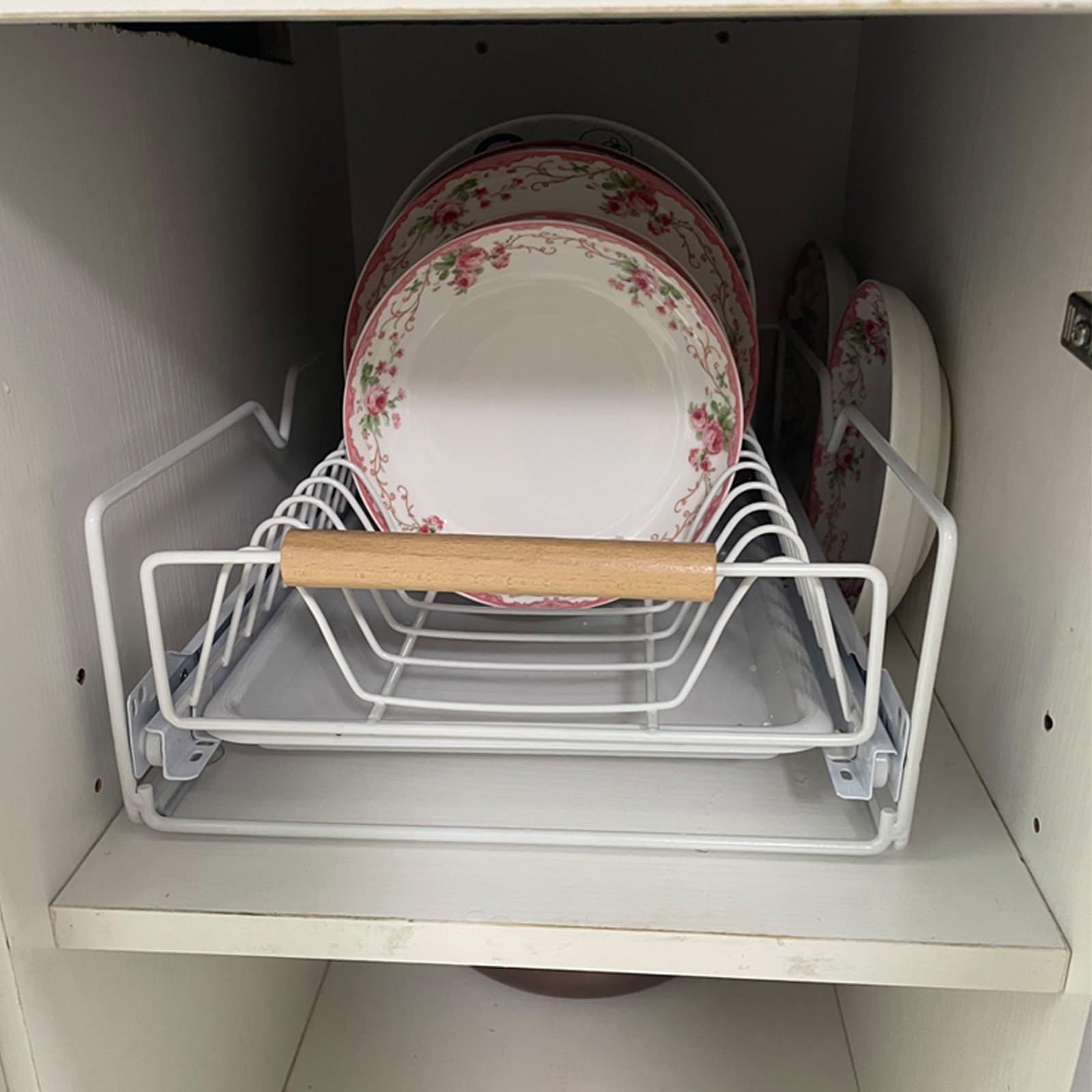 Geschirrhalter für die Küche, Dieser Geschirrtrockner ist weiß, misst 40 x 30 x 13 cm und verfügt über einen Utensilienhalter(Plate Rack)