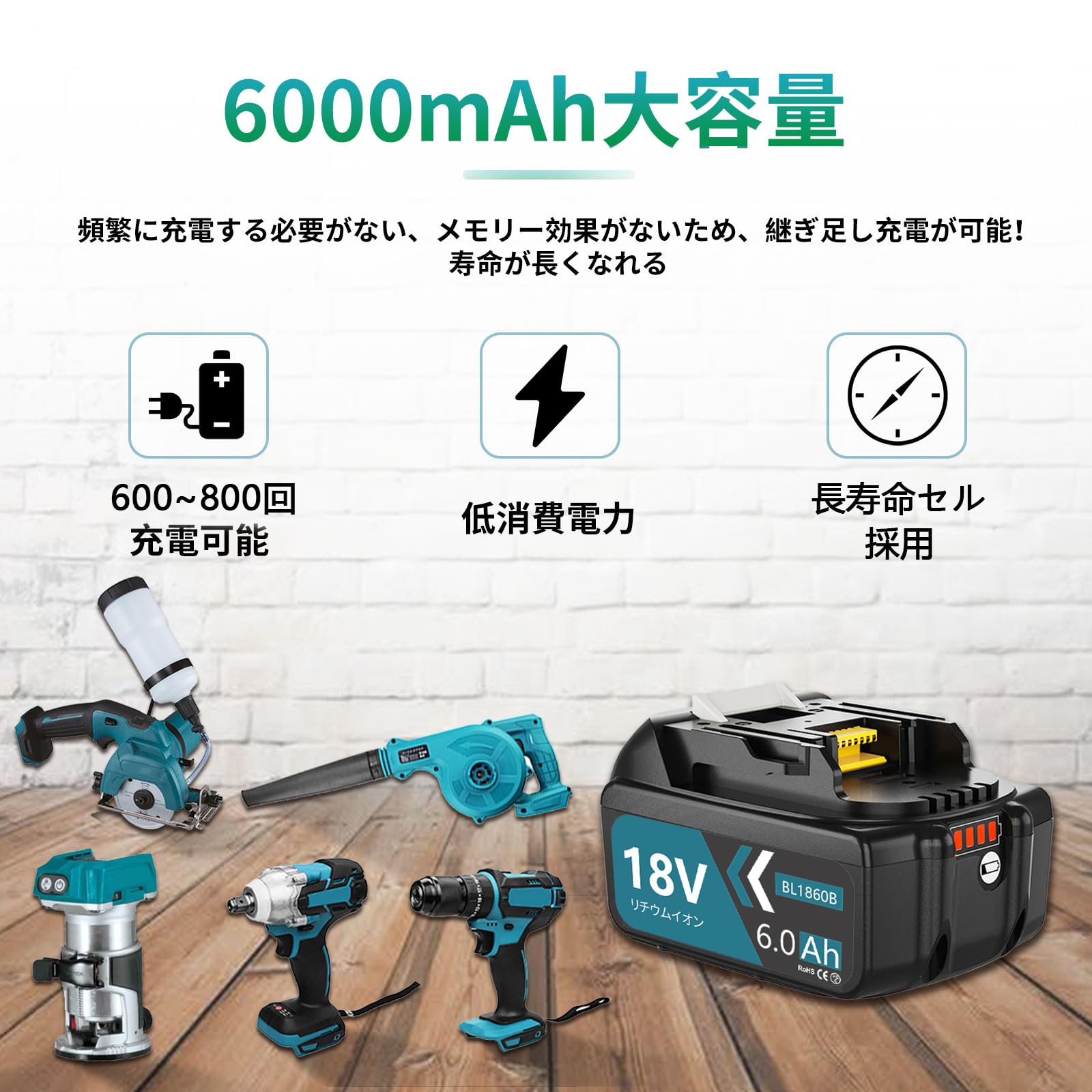 Amazon.co.jp: VANKO Compatible Makita 18V Battery BL1860B 6.0Ah 