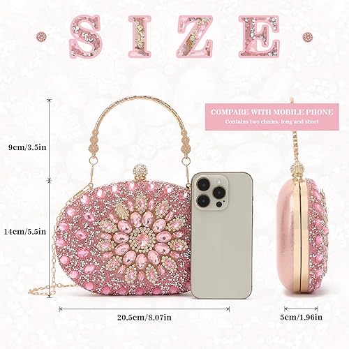 Miniatura 5 de Bolso de mano de noche con diamantes de imitación para mujer, bolsa de mano con diamantes brillantes y brillantes, bolsa de fiesta de boda de cristal