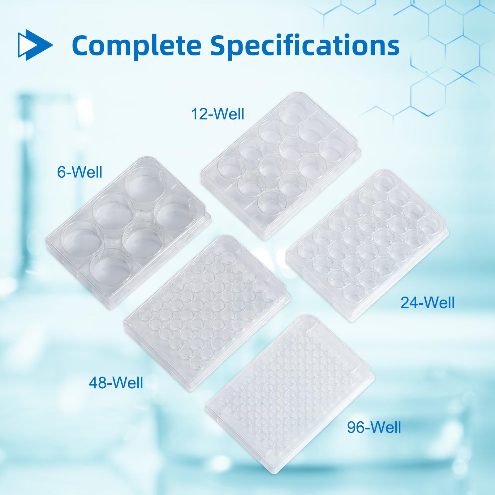 50 Stück Zellkulturplatten 6 Löcher, Sterile Kulturplatte, Gewebekulturplatte, Reaktionsplatte, Polystyrol Petrischale für Laborbiologieräume, Transparent, Einzeln Verpackt