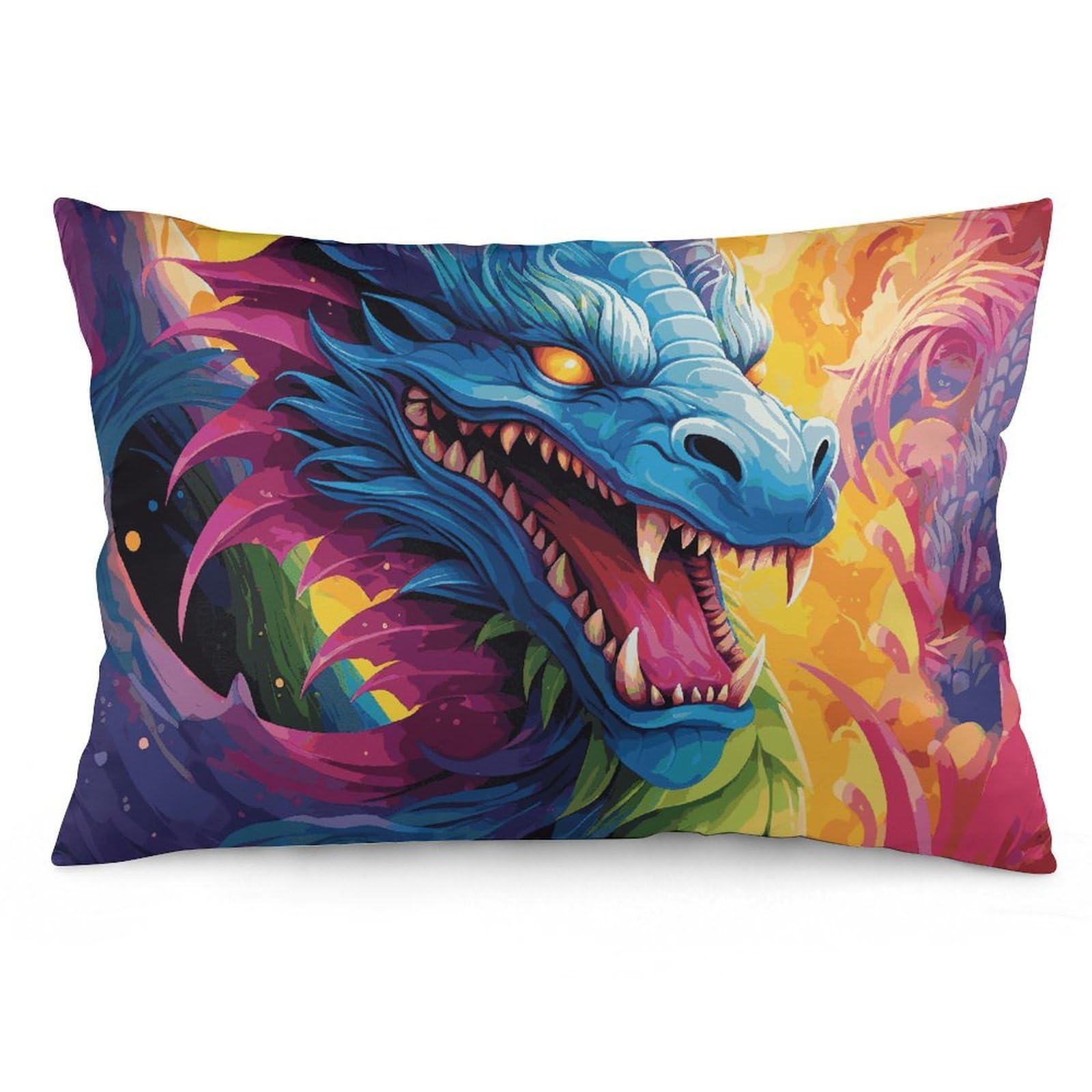 NONHAI 2 Pack Pillow Cases for Hair and Skin, Soft Breathable Pillow Case Covers with Hidden Zipper, Colorful of Dragons Pillowcase 12 "x20 Pillow Covers for Sleeping Gift