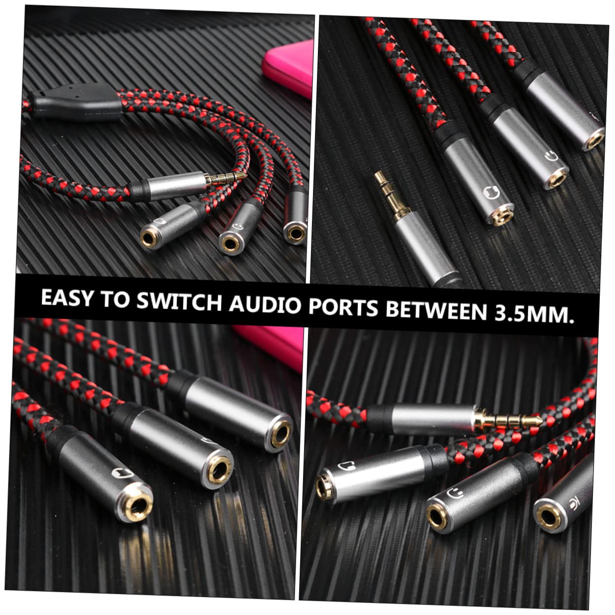 Uonlytech 3pezzi Cavo Audio Splitter Vie Per Cuffie Adattatore Audio Leggero e Compatto Compatibile Con Laptop e Smartphone Per Viaggi e Uso Quotidiano