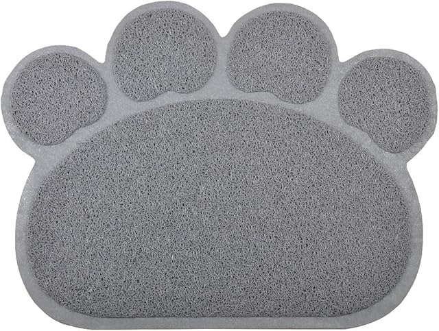 DM Paw-Shaped Large Cat Litter Tray Mat,7 Colours Available,60x45 cm (Grey)
