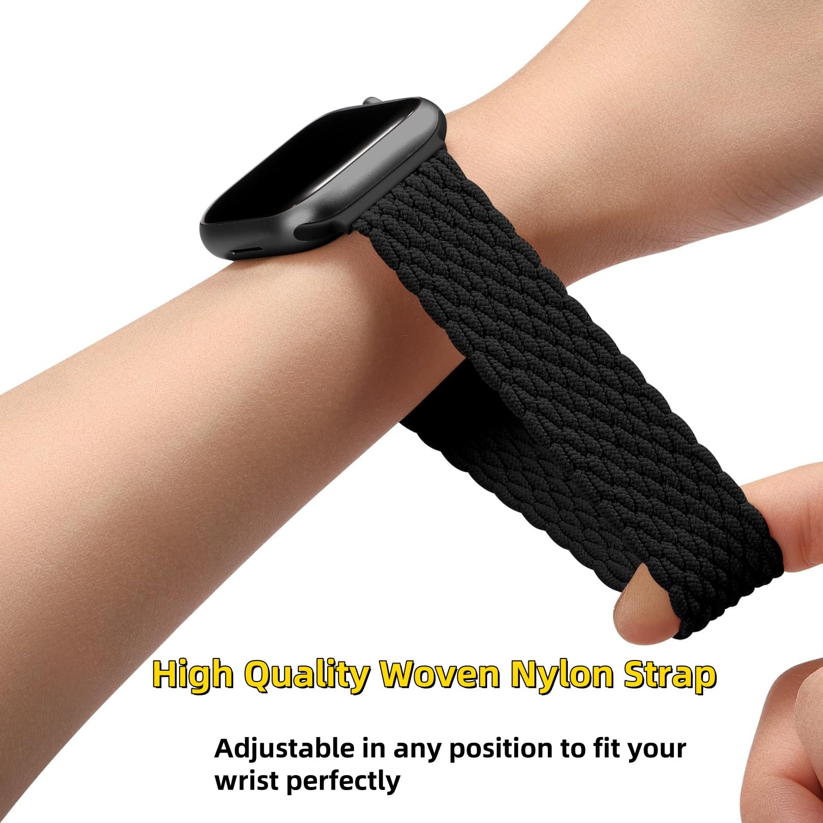 Lot de 3 bracelets de sport tressés compatibles avec Apple Watch Ultra 3&2 1 49 mm, 46 mm, 45 mm, 44 mm, 42 mm, 41 mm, 40 mm, 38 mm pour homme et femme ; bracelet en nylon extensible pour iWatch