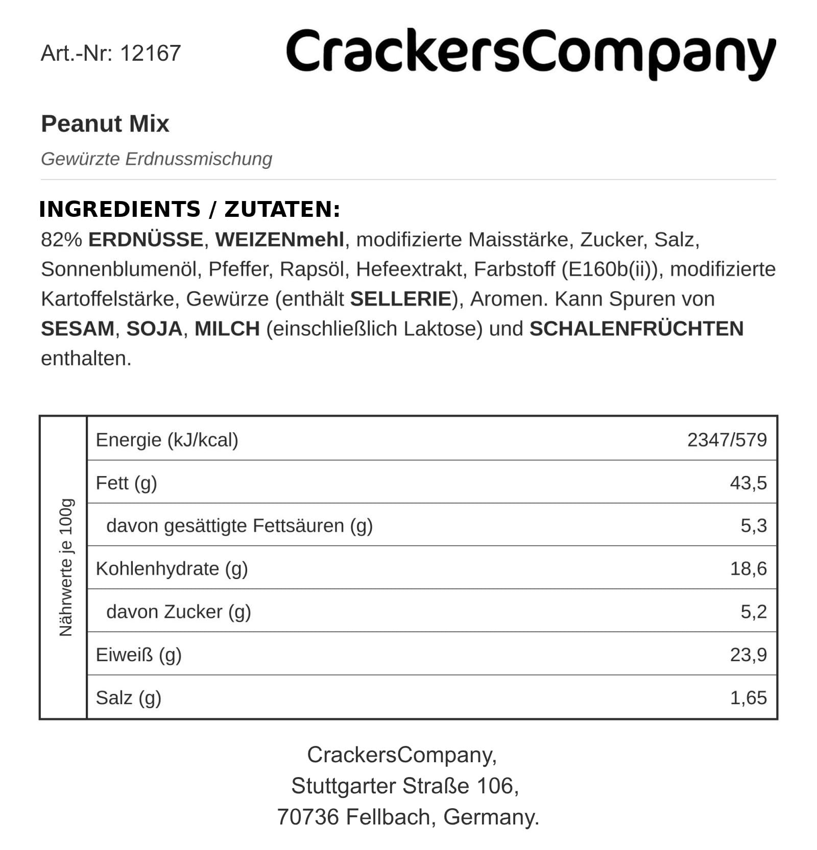 1 x 3kg Nusskernmischung pikant gewürzt geröstet mit Pfeffer und Kräuter vegetraisch Knabberei 22% Protein