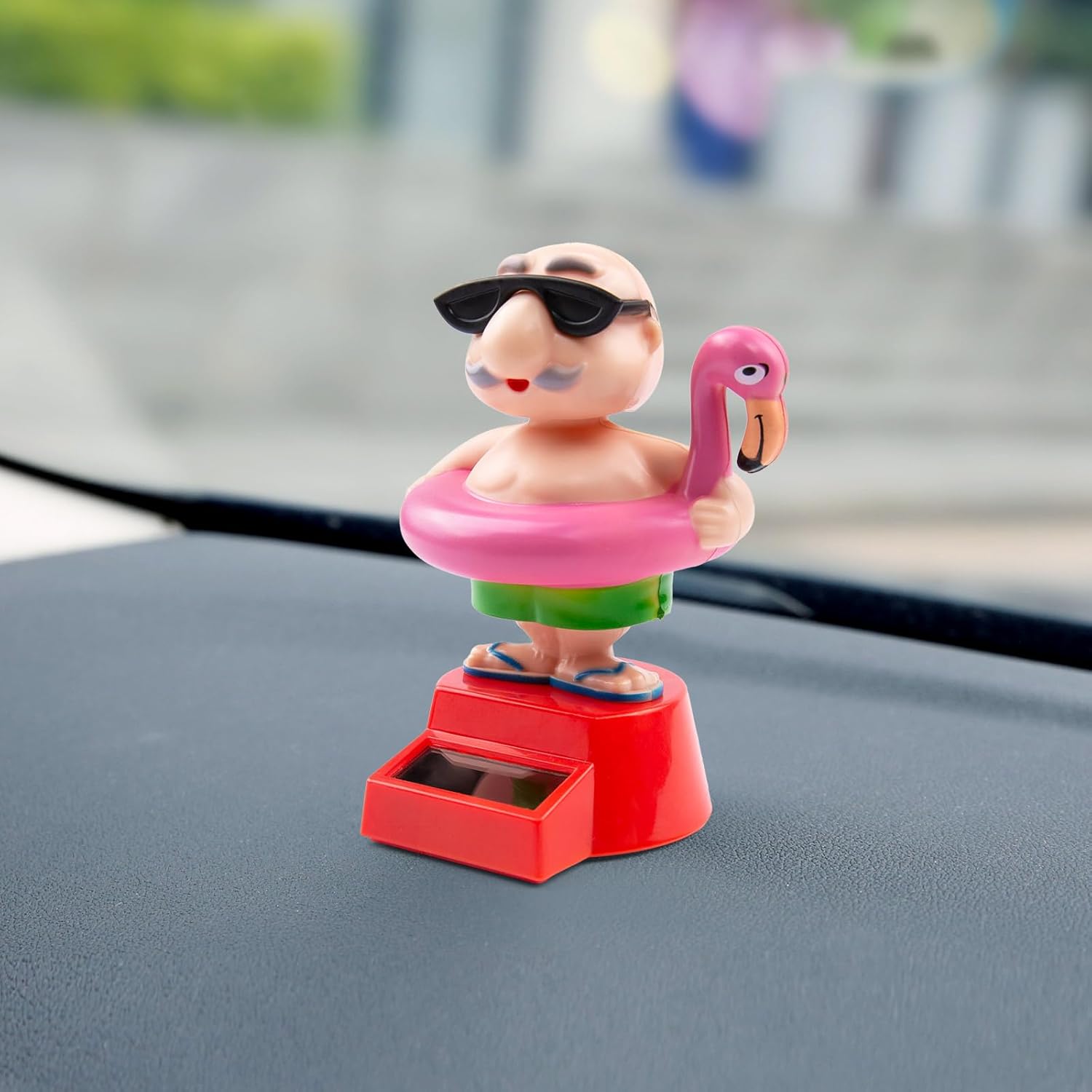 YGMONER Solar Dancing Beach Grandpa Bobblehead Car Dashboard Decorations – Funny Desk & Shelf Decoration with Motion Activated by Light