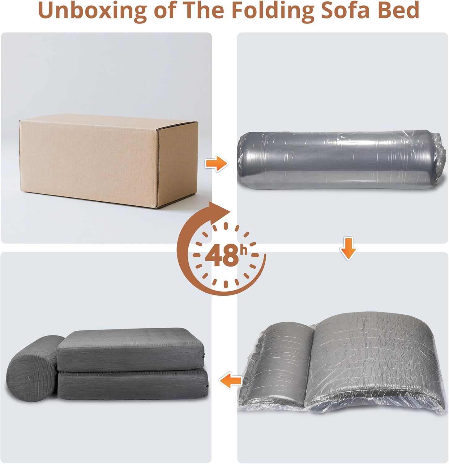 3 in1 Folding Sofa Bed, Convertible Sleeper Chair, Foldable Boneless Small Couch Bed for Living Room, Comfy Floor Sofa, Portable Fold Out Sleeper Sofa with Back Cushion for Small Space