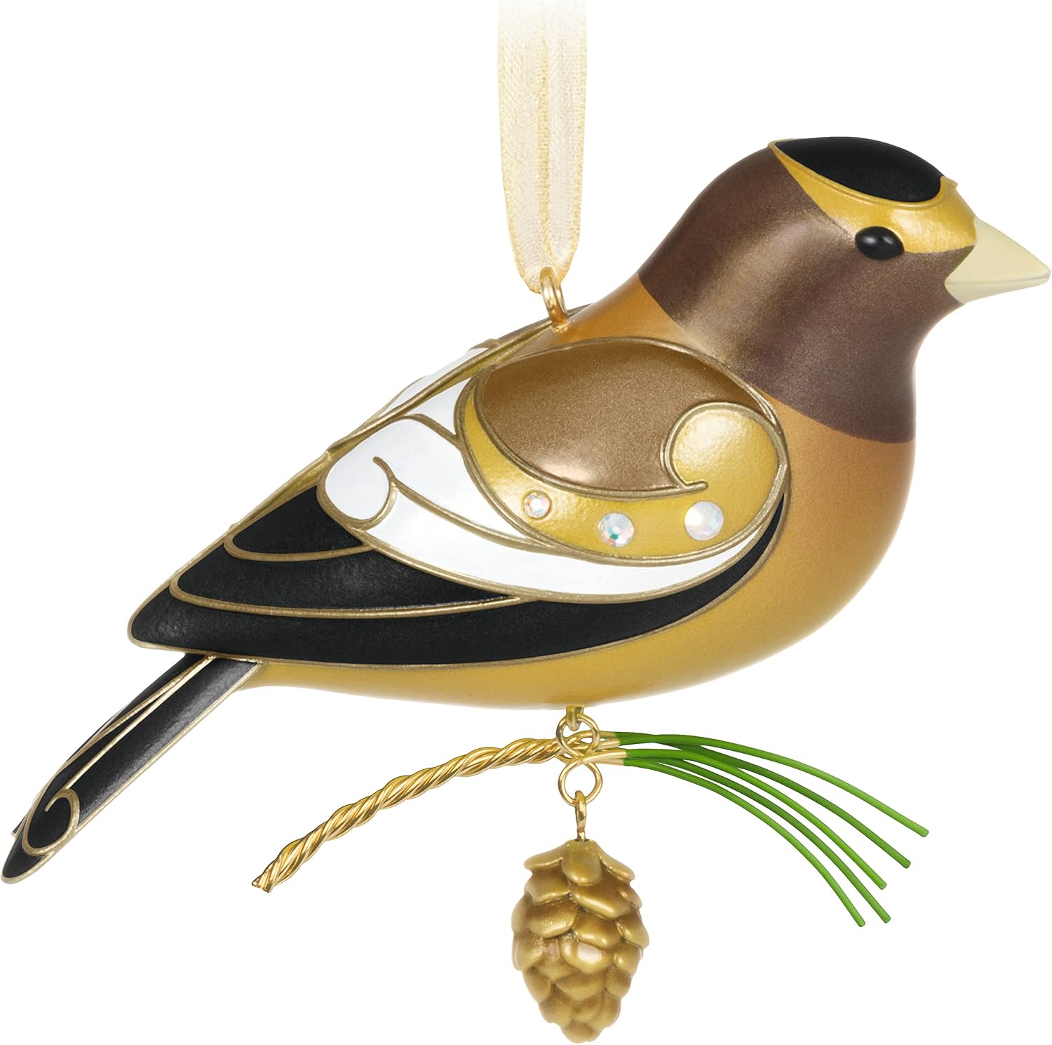 Hallmark Keepsake Christmas Ornament 2021 The Beauty of Birds, Evening Grosbeak, Multi-Color