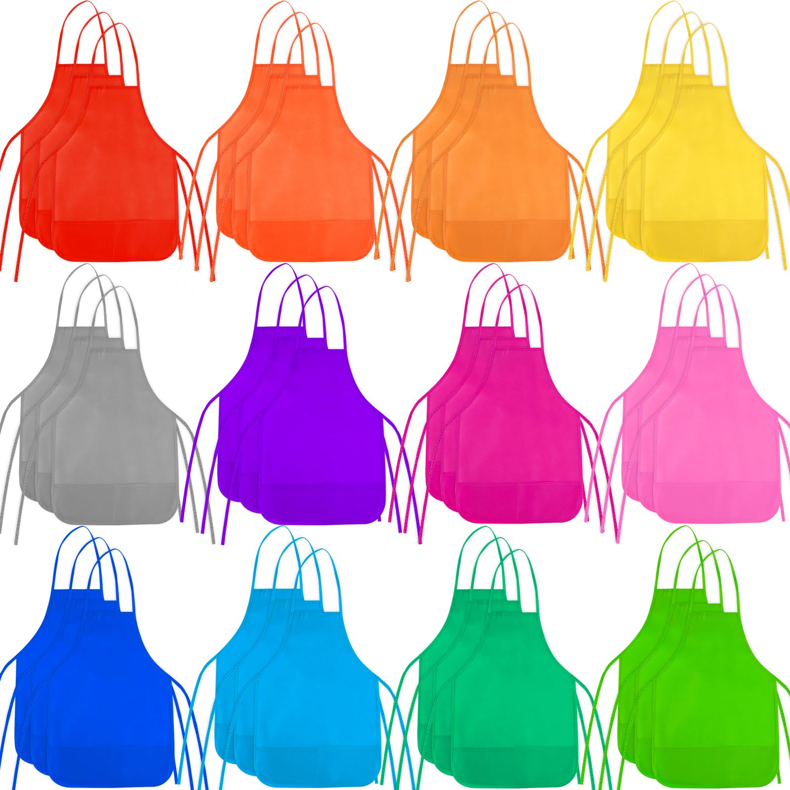 BOUBONI Kids Painting Aprons Kids Art Aprons with 2 Roomy Pockets Kids Aprons for Art Painting Activity Kitchen Crafts (36, Multicolor)