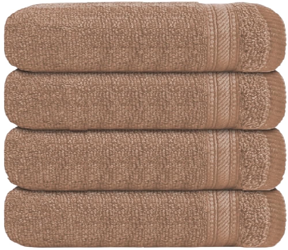 Wovenwonder Latte Luxury Flannel Face Cloth Set Egyptian Cotton Super Soft Fingertip Towels 500 Gsm Hotel Quality Soft Feel Washcloths (30 X 30 Cm) (, 4 Pack)