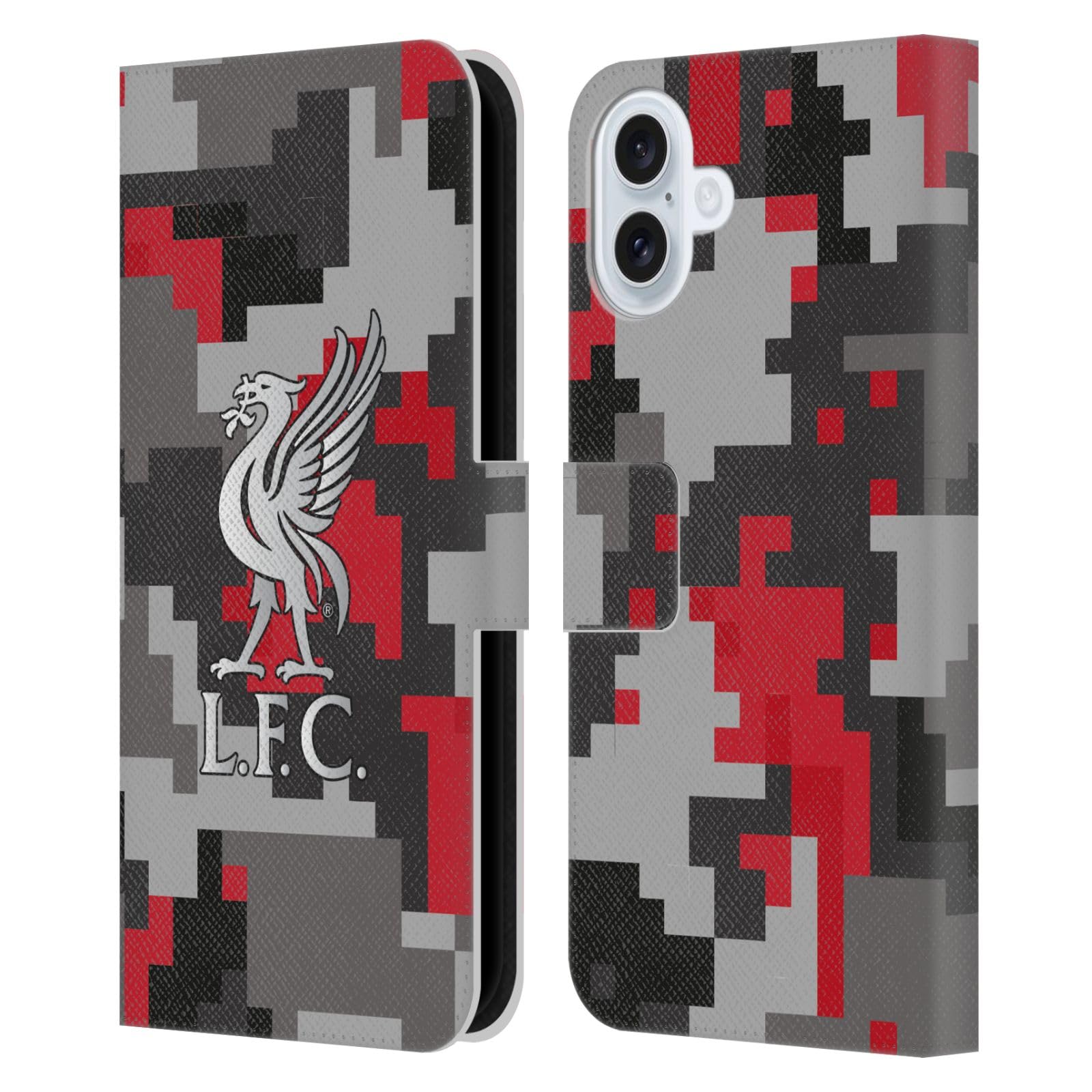 Head Case Designs Officially Licensed Liverpool Football Club Club Colours Digital Camouflage Leather Wallet Case Compatible With Apple iPhone 16 Plus