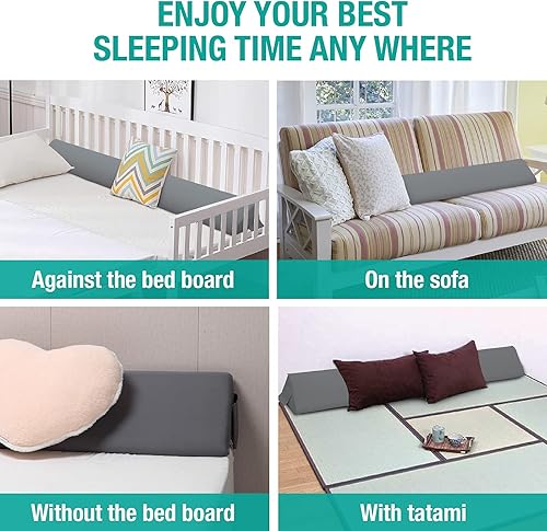 Vista 28 de Vekkia - Almohada triangular, cabecera para cama King, cierra los espacios de 0 a 6 pulgadas entre la cabecera y el colchón, color blanco, de 76 x