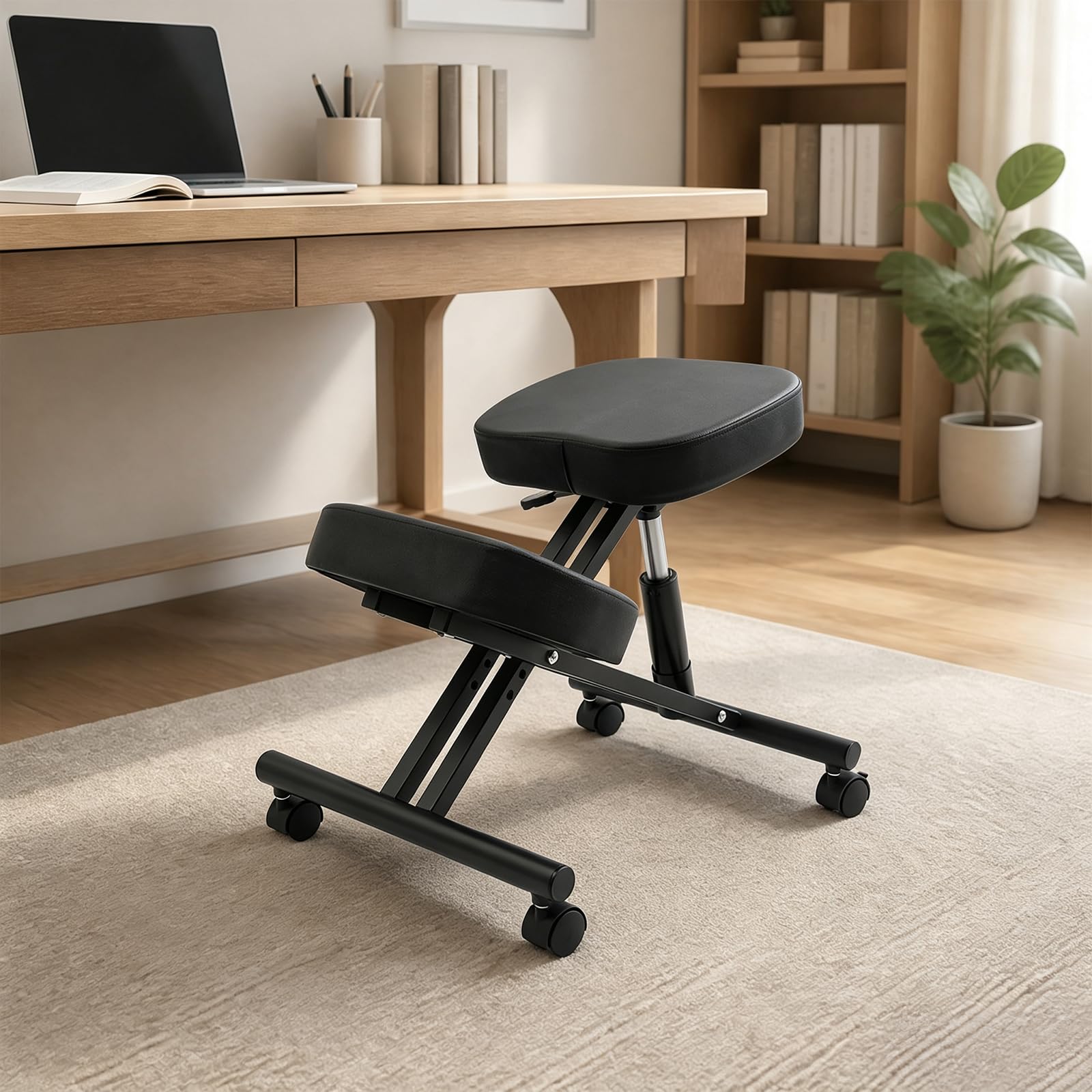 Kniestuhl mit Rollen, Ergonomischer Kniehocker, Höhenverstellbarer Stuhl