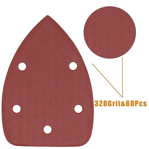 Miniatura 3 de 60 piezas de lijadora de arena 320 con detalles de ratón, lijadora de óxido de aluminio, almohadillas de lijadora de 5 agujeros, hojas de lijado