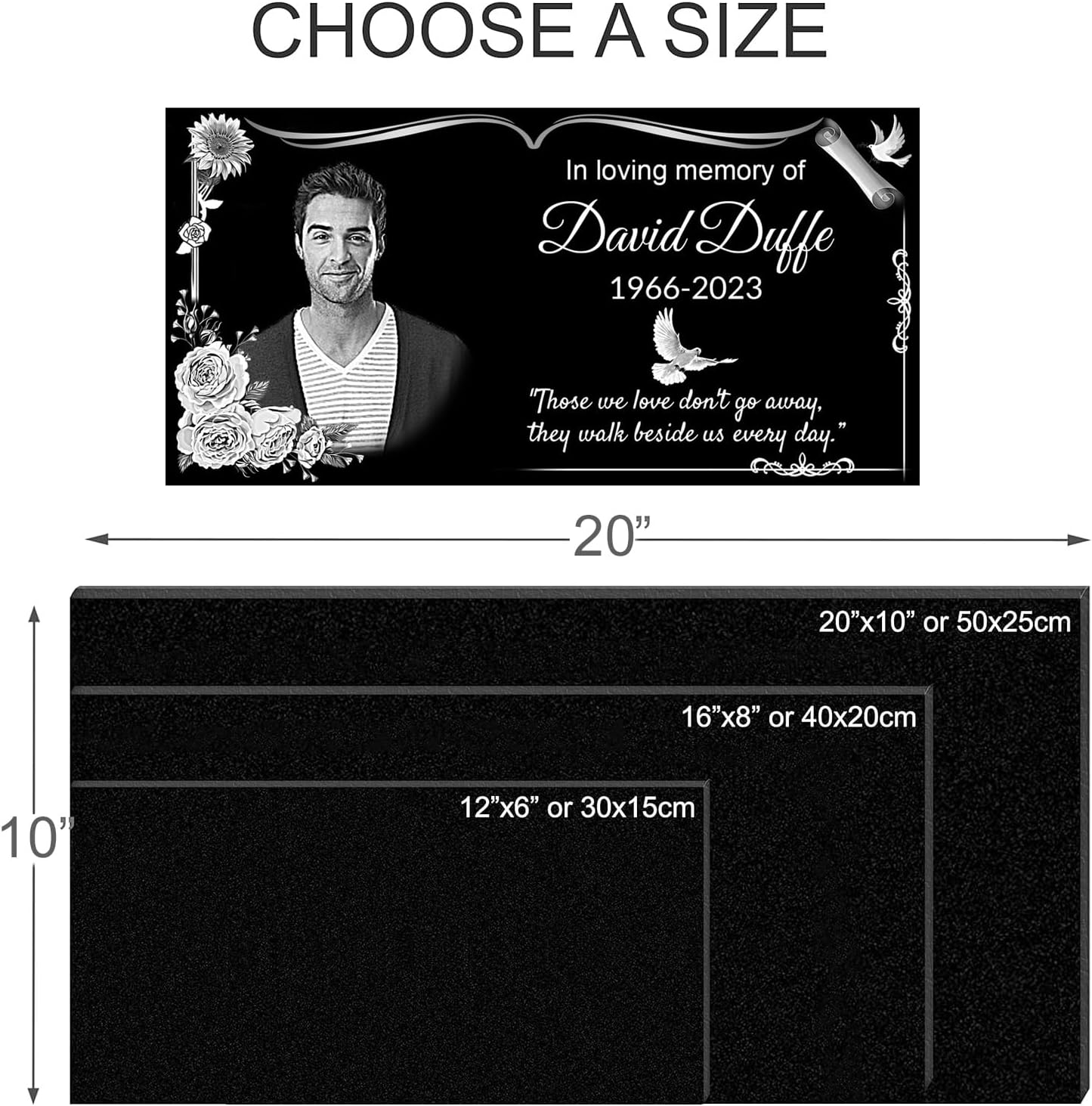 Generic Memorial Plaques Personalized with Photo, Custom Black Granite ...