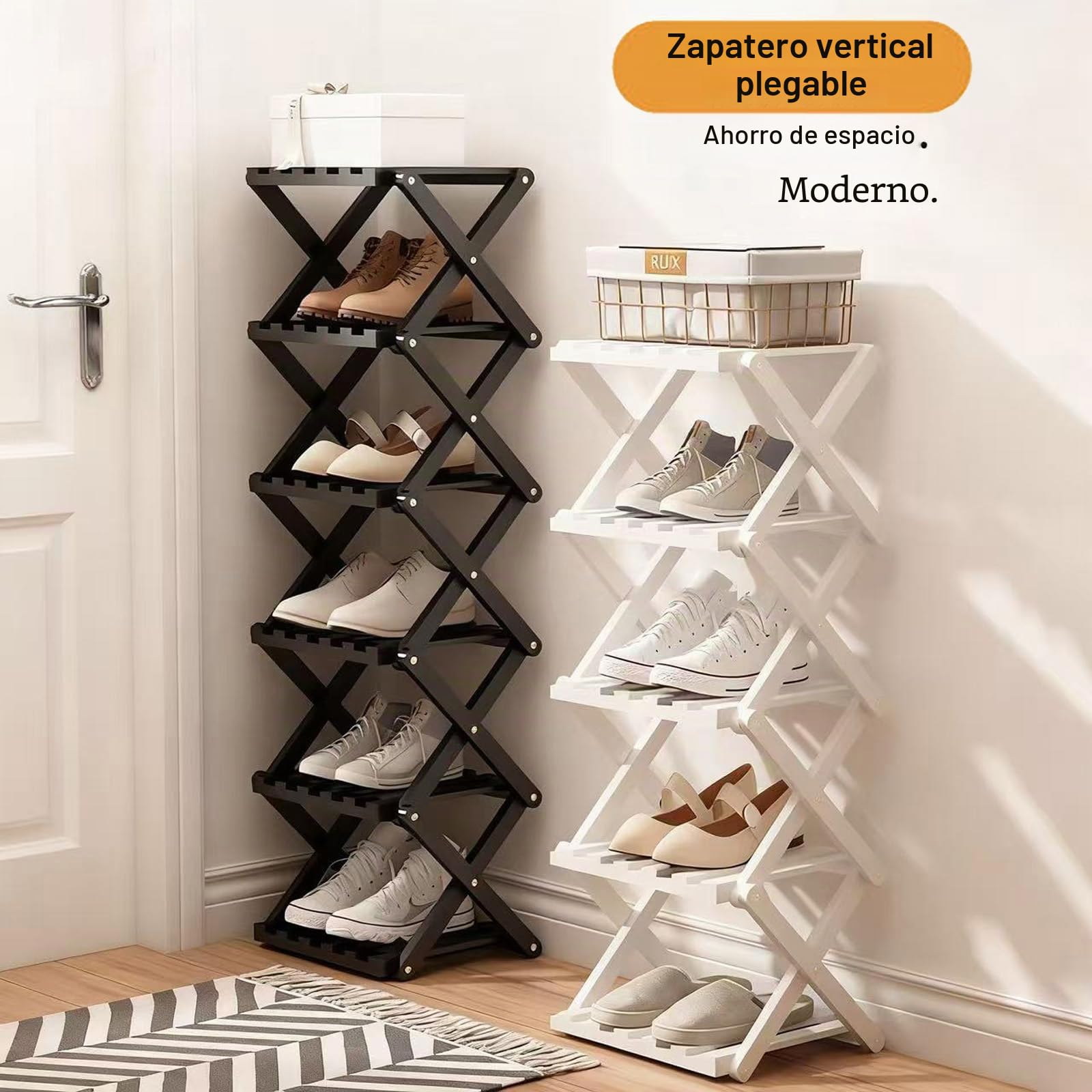 Zapatero pequeño Blanco, Organizador de Zapatos Plegable de bambú de 3 Niveles, Estante Independiente para Entrada, Dormitorio, Armario, Sala de Estar, no Requiere instalación (White, 3 Tier)