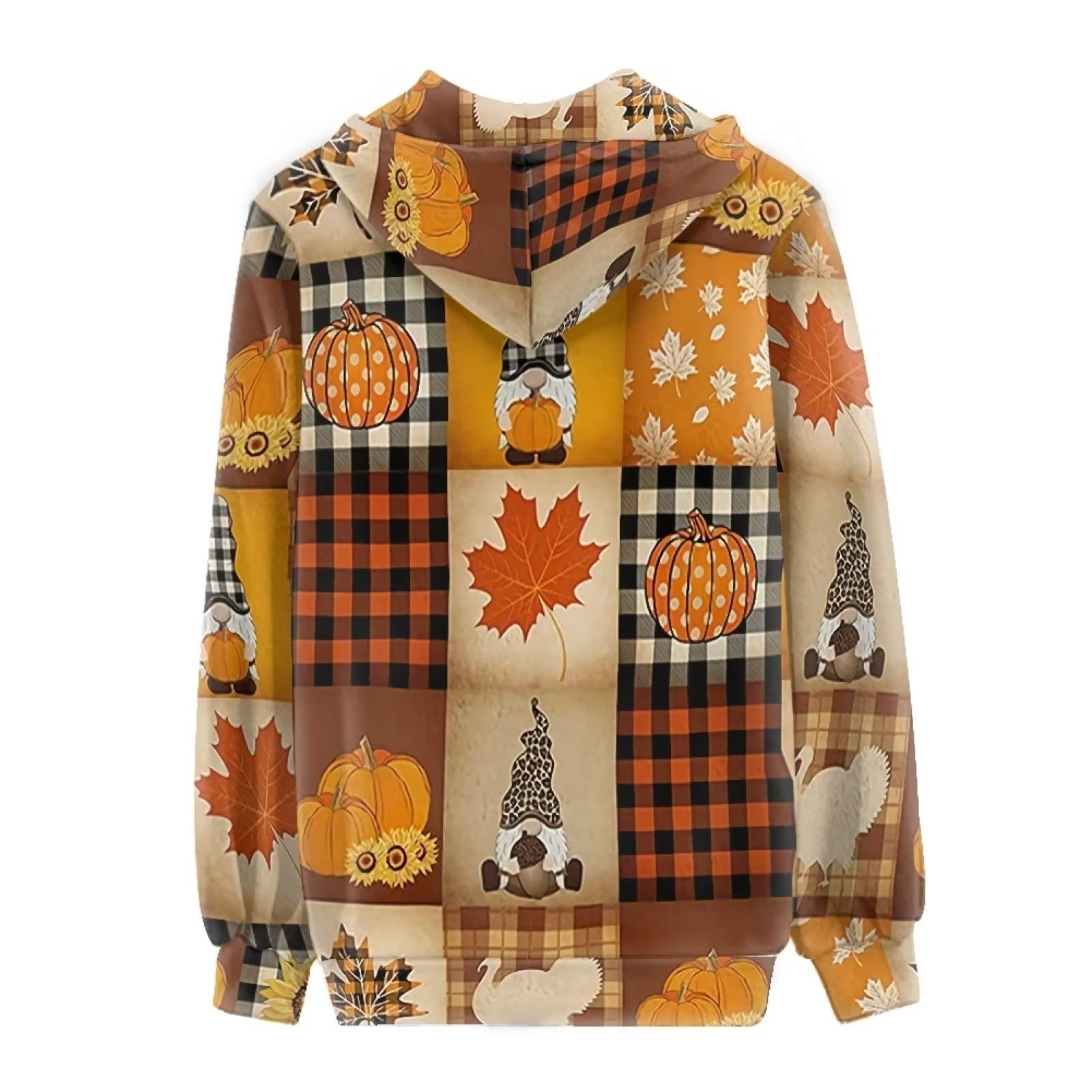 Binienty Carino Felpe con cappuccio Giacca Oversize Felpe Casual Coulisse Zip Up Felpa con cappuccio con tasca, Giorno del Ringraziamento, 5XL