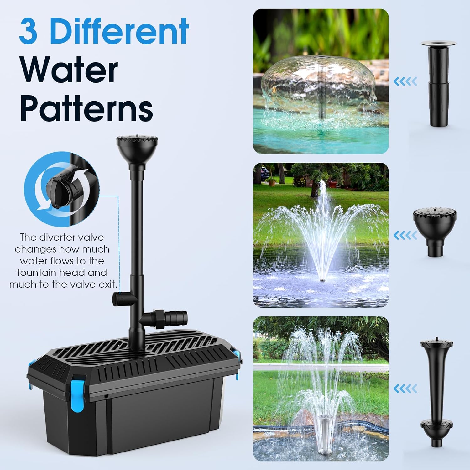 POPOSOAP 40W Pond Filter 660GPH with Pump Fountain Kits & 55W Solar Pond Filter 580GPH with Fountain Pump for Outdoor Ponds Fish Tank Pool Garden Water Feature Waterfall