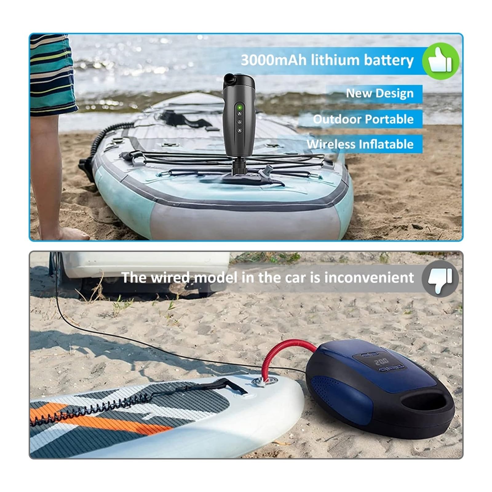 Pompa Di Gonfiaggio Elettrica Portatile For Esterni, Wireless For Paddle Gonfiabile Inflazione Rapida