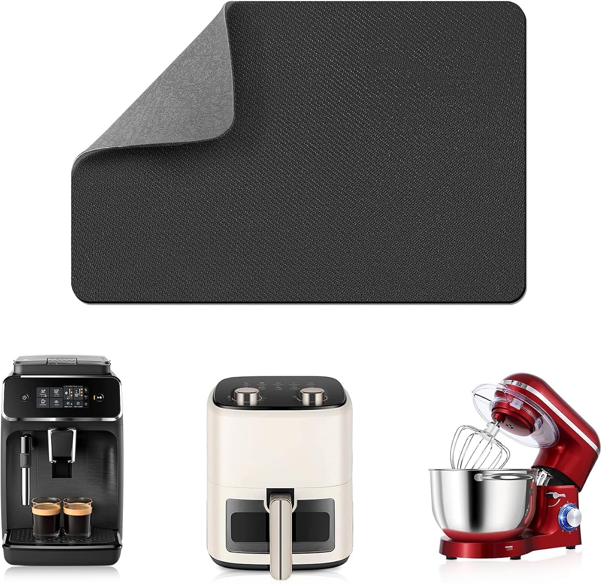 LOPNUR 14x10 Inch Small Appliance Slider for Kitchen Appliances, Gray | Heat-Resistant 360° Sliding Tray, Cut to Fit for Coffee Maker, Mixer & Air Fryer, Soft Material, Won't Scratch Countertops