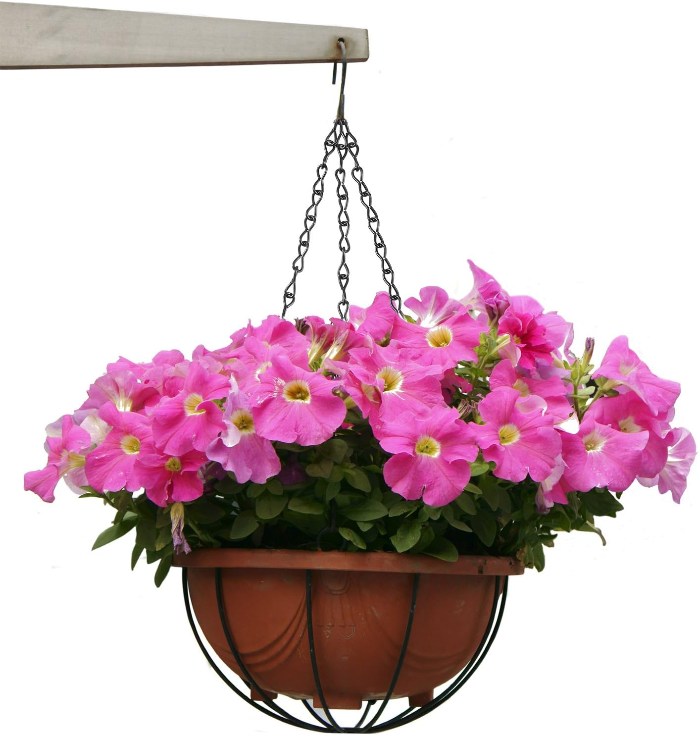 eBoot 3 Pack 16 Inches Hanging Chains Flower Pot Chains Hanging Flower Basket Galvanized Replacement Chain 3 Point Garden Plant Hanger (2 mm, Black)