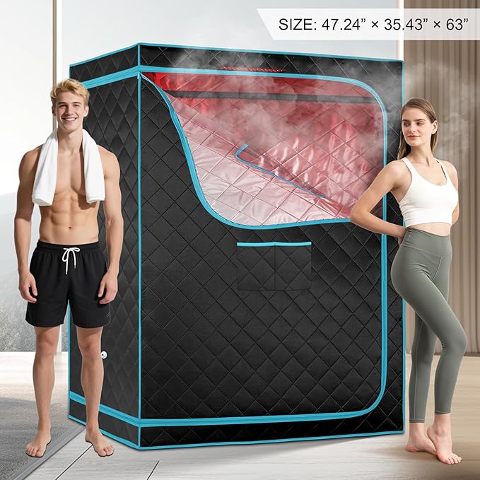 Sauna de Vapor ZONEMEL para 2 Personas con Control Remoto y Panel LED Rojo miniatura 8