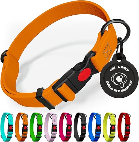 NexaPaw Collar ajustable para perro con hebilla de bloqueo de seguridad, fabricado en Estados Unidos, collar de perro resistente al agua con panal