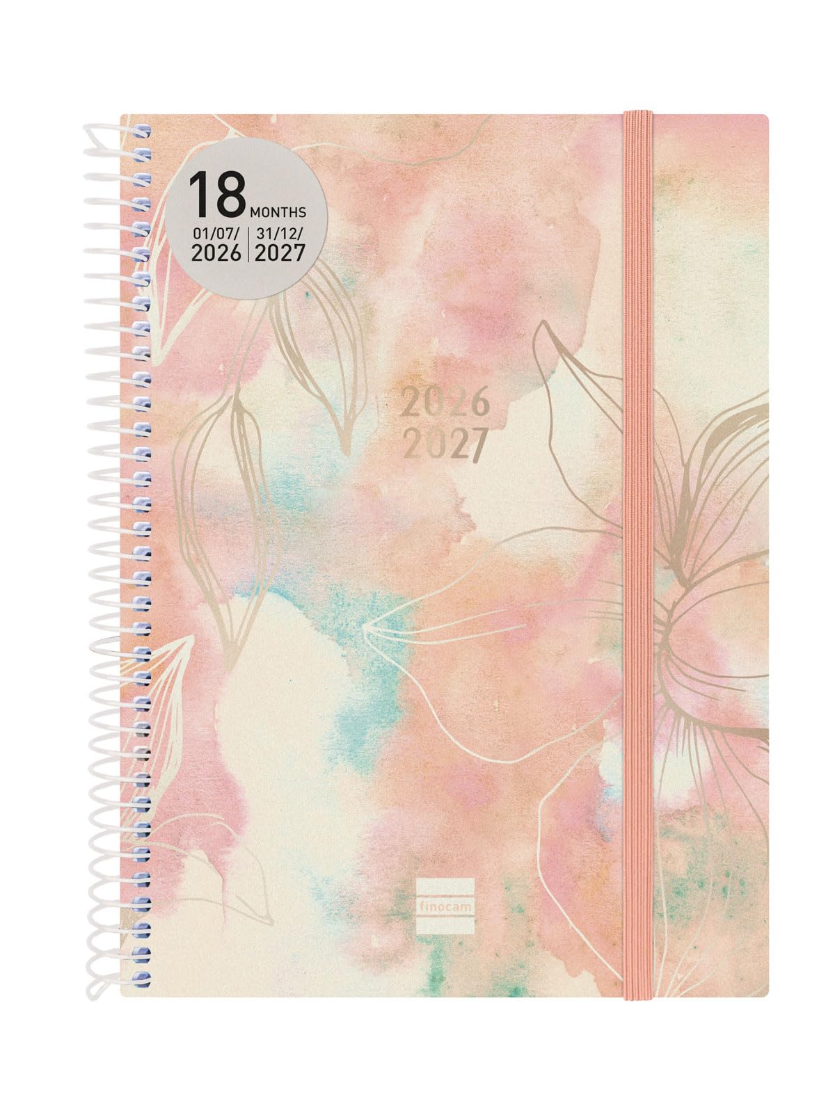 Finocam Espiral Weekly Planner 18-Month | Weekly View Horizontal Layout · July 2026 to December 2027 | Pretty · International - Week-to-view diary