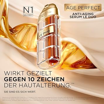 L'Oréal Paris Age Perfect Serum Le Duo - Anti-Ageing Care with Collagen Peptide Vitamin B3 and CG Smoothing and Against 10 Signs of Ageing Revitalising 2 in 1 Face Serum 1 x 30 ml