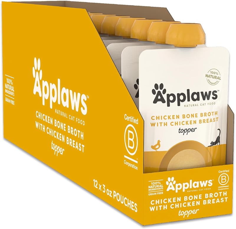 Sachê de Caldo de Ossos com Peito de Frango para Gatos Applaws, Pacote com 12 de 85 g